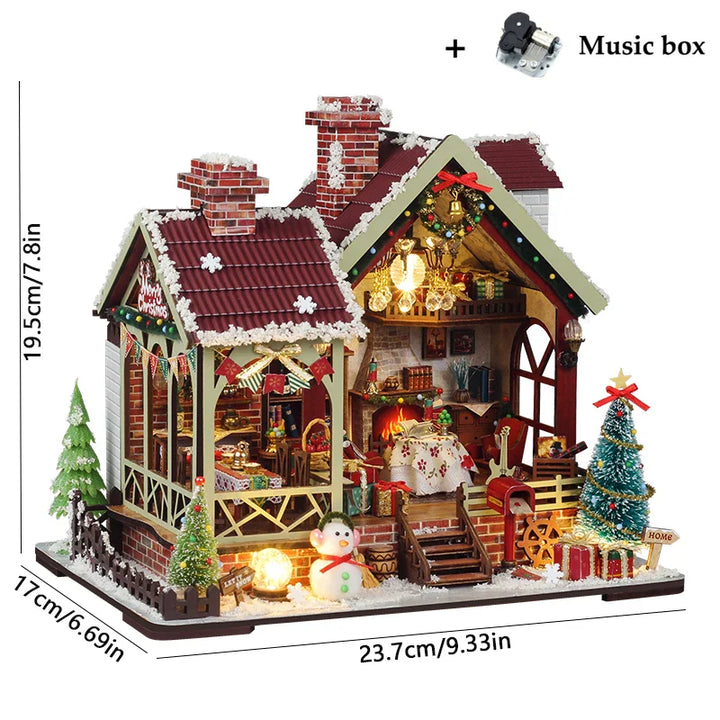 Skanto | Miniatyr Tre Dukkehus – Kreativ Byggesett med LED-Belysning & Møbler