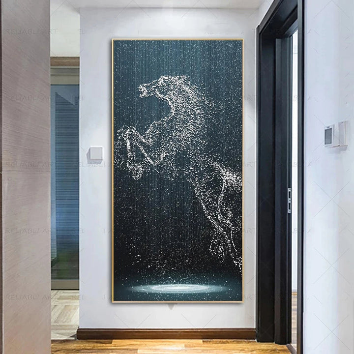 Minimalist Abstrakt Lys Splash Hest Veggkunst Fin Kunst Lærred Utskrifter Equestrian Bilder For Moderne Stue Entré Foyer Kunst Dekor | Skanto