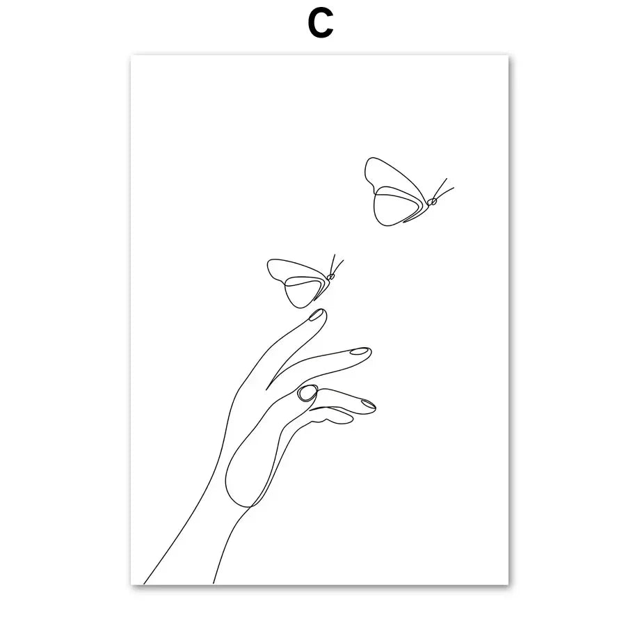 Minimalistisk abstrakt svart-hvitt skjønnhet figur kunst linjekunst kunstverk lerretsutskrifter bilder for stue soverom salong kunst dekor | Skanto