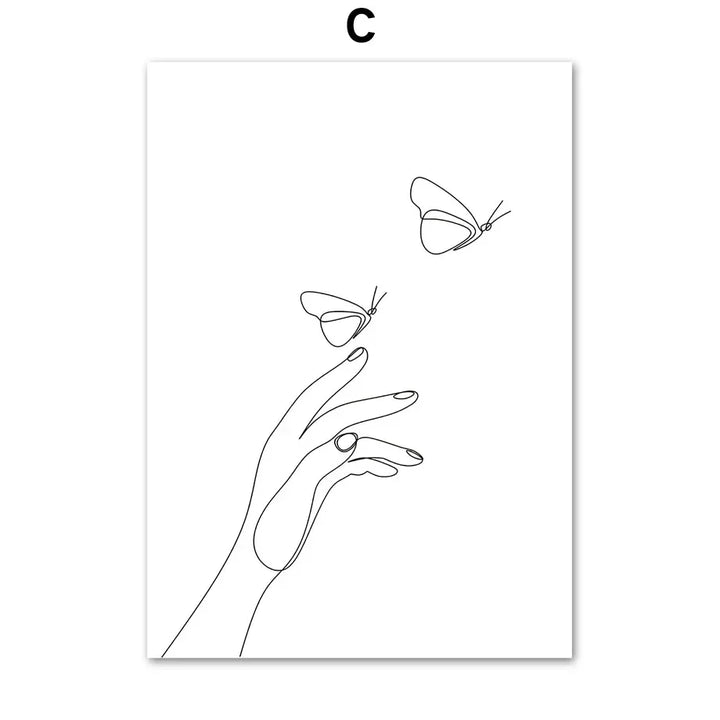 Minimalistisk abstrakt svart-hvitt skjønnhet figur kunst linjekunst kunstverk lerretsutskrifter bilder for stue soverom salong kunst dekor | Skanto