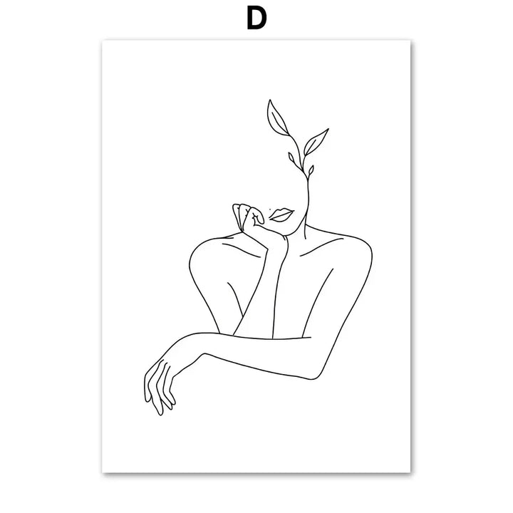 Minimalistisk abstrakt svart-hvitt skjønnhet figur kunst linjekunst kunstverk lerretsutskrifter bilder for stue soverom salong kunst dekor | Skanto