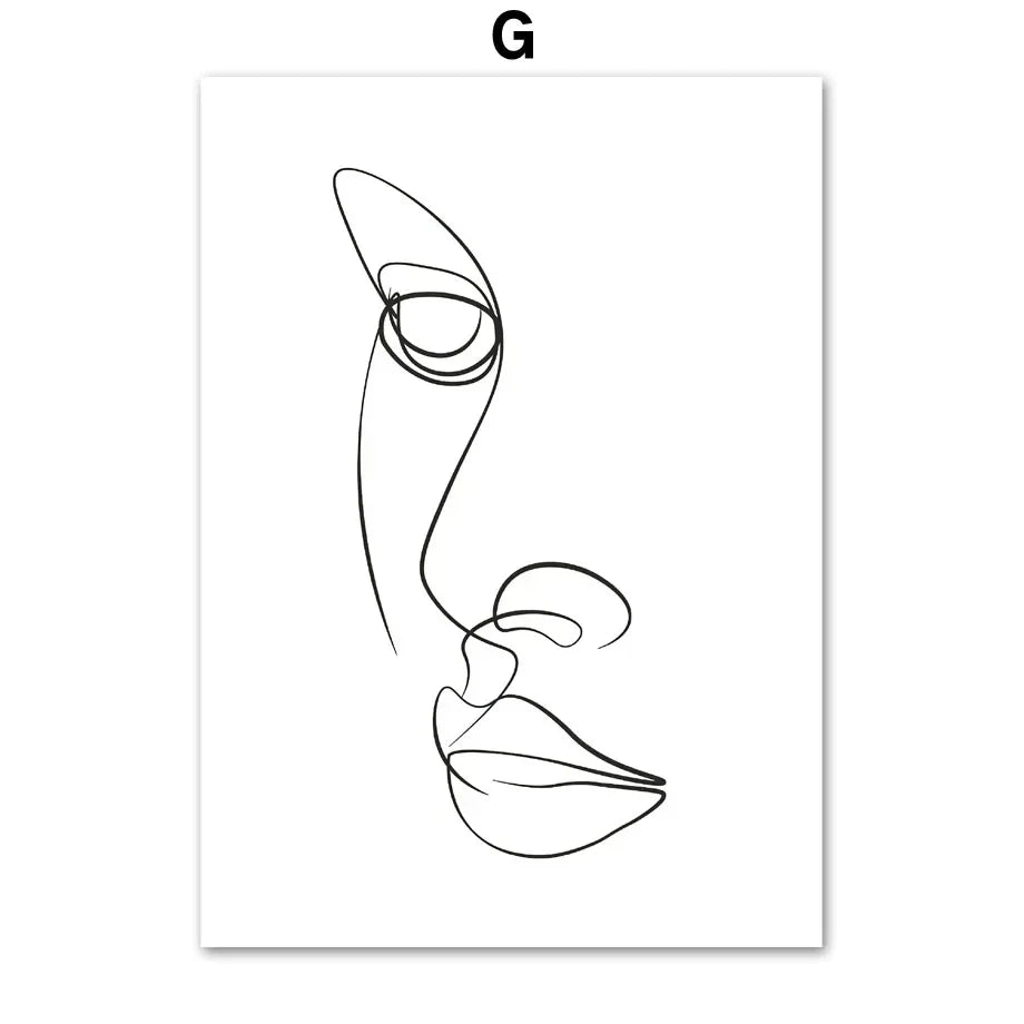 Minimalistisk abstrakt svart-hvitt skjønnhet figur kunst linjekunst kunstverk lerretsutskrifter bilder for stue soverom salong kunst dekor | Skanto