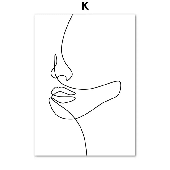 Minimalistisk abstrakt svart-hvitt skjønnhet figur kunst linjekunst kunstverk lerretsutskrifter bilder for stue soverom salong kunst dekor | Skanto