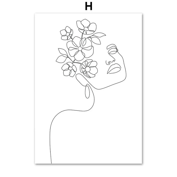 Minimalistisk abstrakt svart-hvitt skjønnhet figur kunst linjekunst kunstverk lerretsutskrifter bilder for stue soverom salong kunst dekor | Skanto