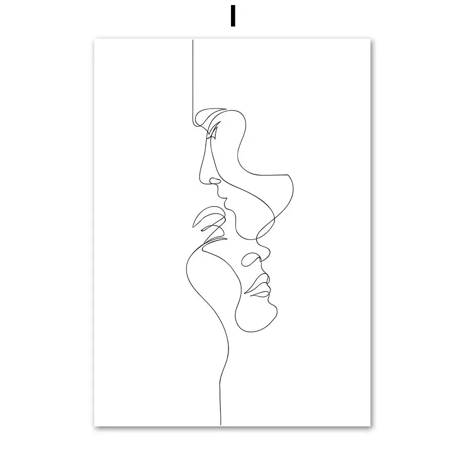 Minimalistisk abstrakt svart-hvitt skjønnhet figur kunst linjekunst kunstverk lerretsutskrifter bilder for stue soverom salong kunst dekor | Skanto