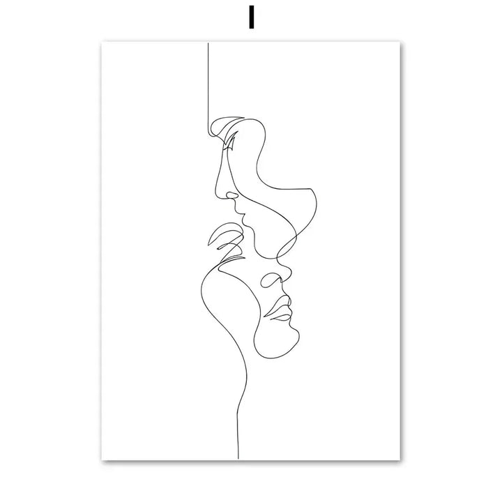 Minimalistisk abstrakt svart-hvitt skjønnhet figur kunst linjekunst kunstverk lerretsutskrifter bilder for stue soverom salong kunst dekor | Skanto