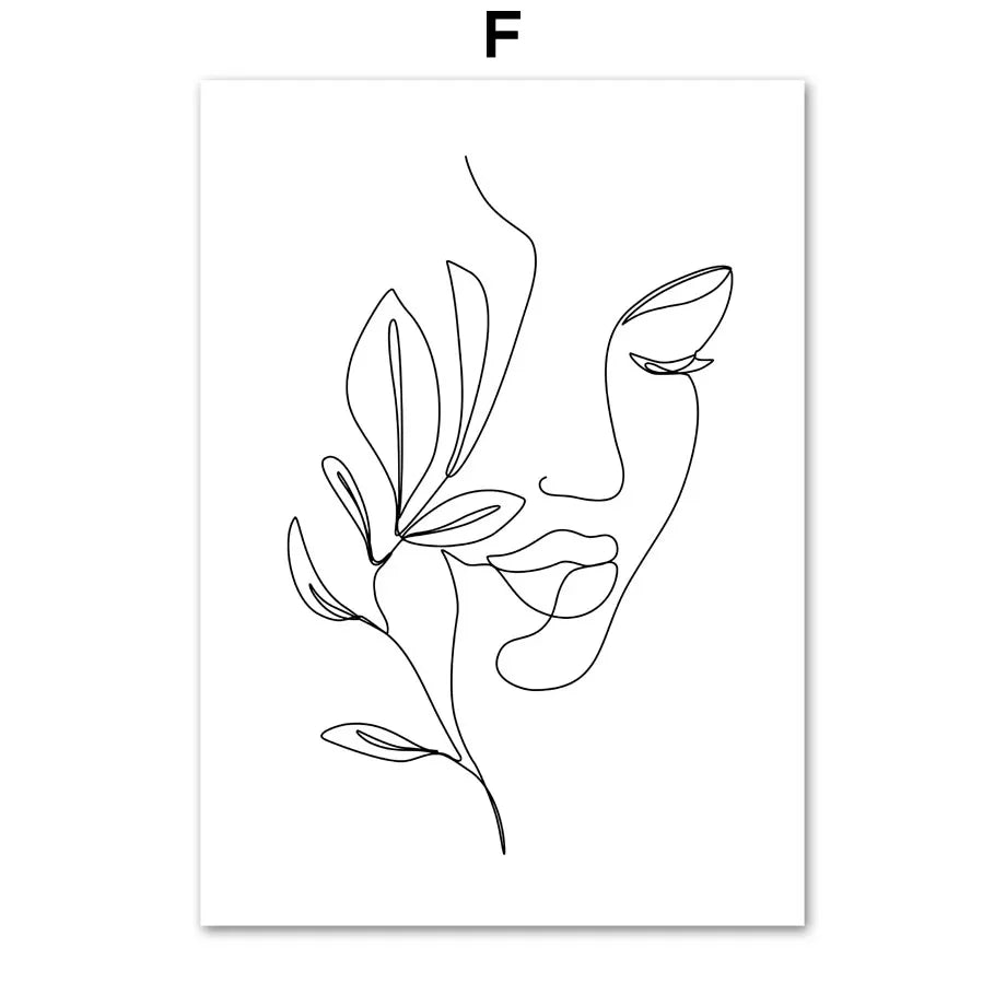 Minimalistisk abstrakt svart-hvitt skjønnhet figur kunst linjekunst kunstverk lerretsutskrifter bilder for stue soverom salong kunst dekor | Skanto
