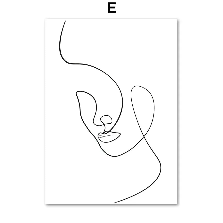 Minimalistisk abstrakt svart-hvitt skjønnhet figur kunst linjekunst kunstverk lerretsutskrifter bilder for stue soverom salong kunst dekor | Skanto