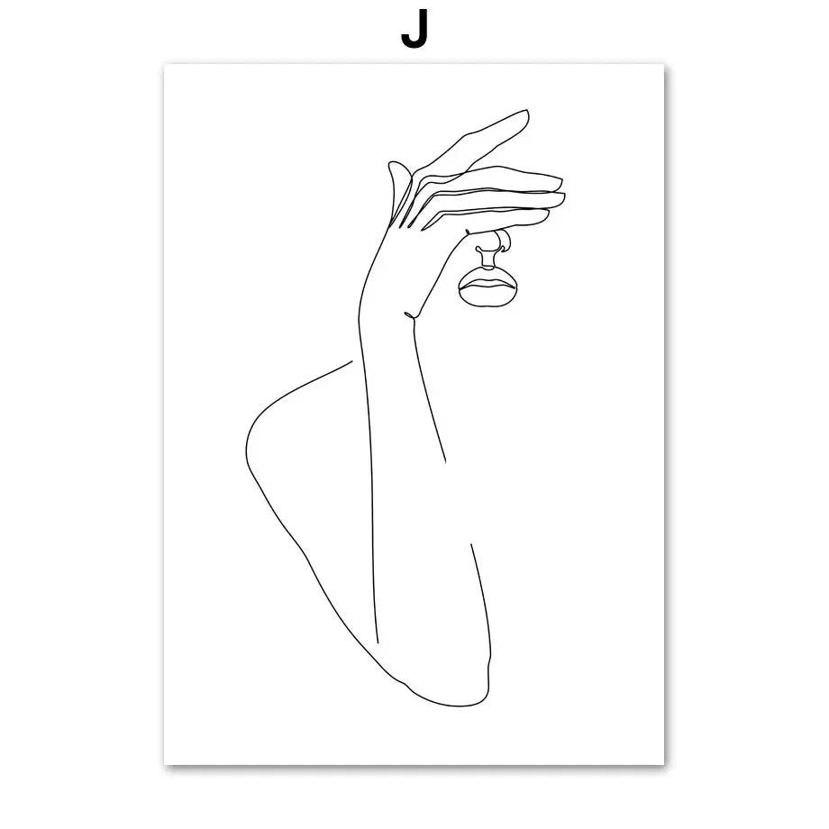 Minimalist Abstrakt Svart Hvit Skjønnhetsfigur Kunst Linje Kunst Fine Art Lærred Utskrifter Bilder For Stue Soverom Salon Kunst Dekor | Skanto