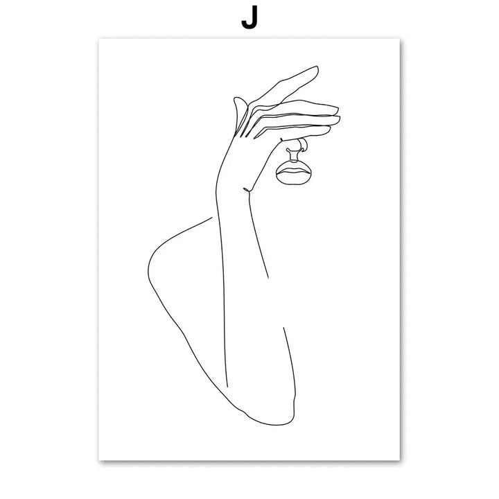 Minimalistisk abstrakt svart-hvitt skjønnhet figur kunst linjekunst kunstverk lerretsutskrifter bilder for stue soverom salong kunst dekor | Skanto