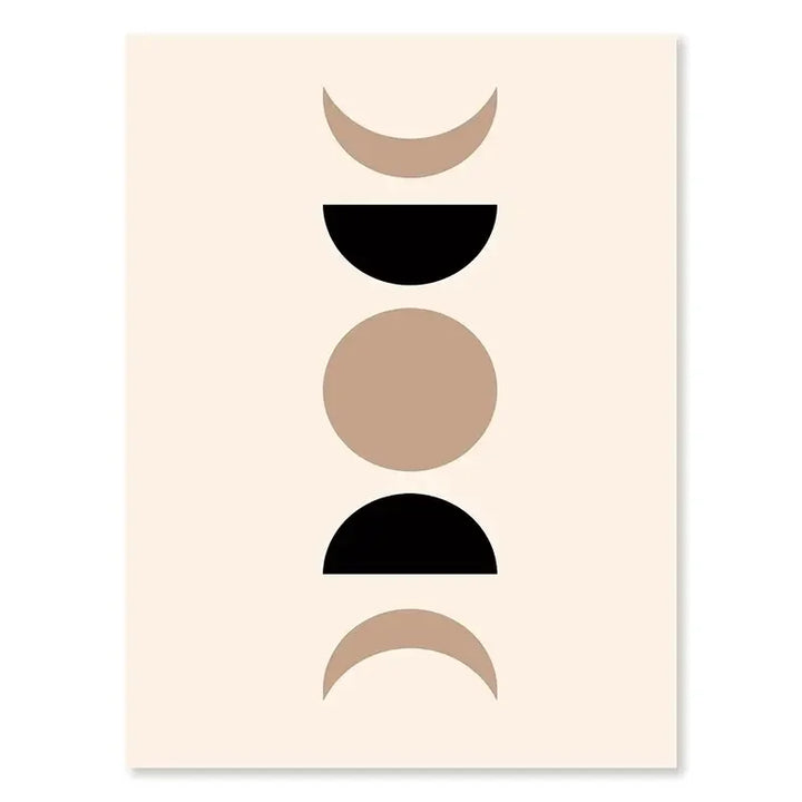 Minimalistisk abstrakt geometrisk månefaser linjekunst veggkunst fine art lerrettrykk bilder for moderne leilighet stue nordisk interiør | Skanto