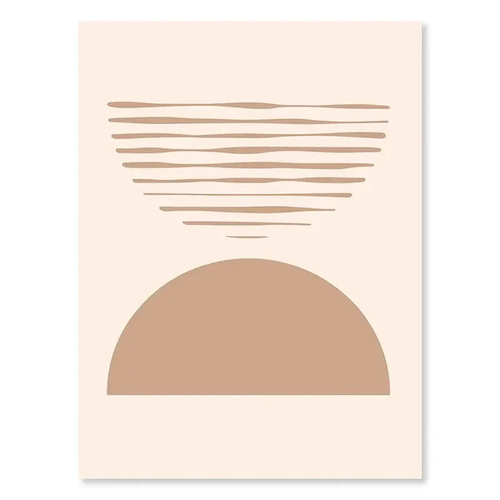 Minimalistisk abstrakt geometrisk månefaser linjekunst veggkunst fine art lerrettrykk bilder for moderne leilighet stue nordisk interiør | Skanto