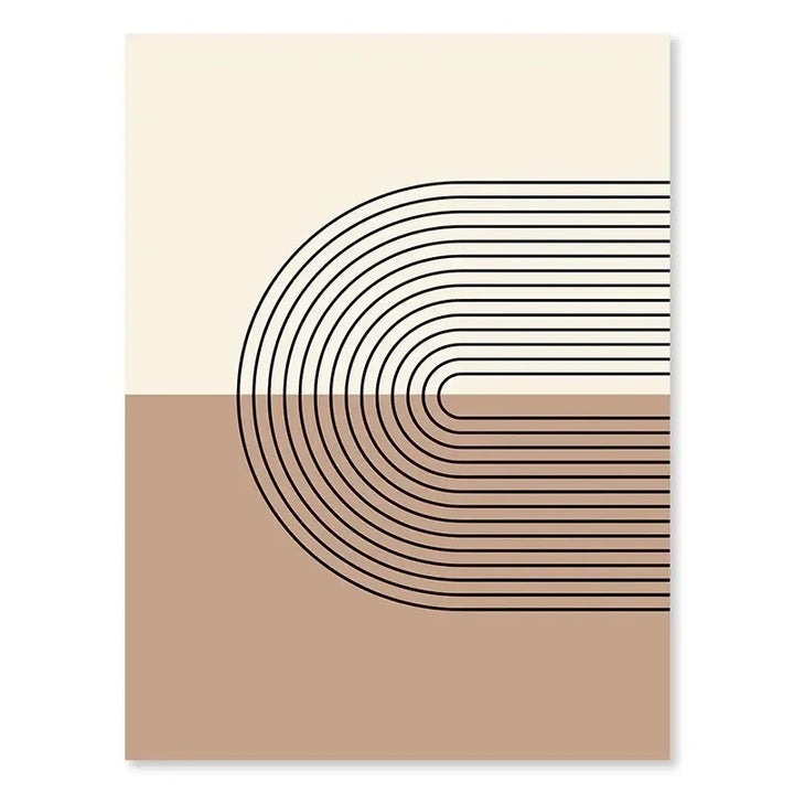 Minimalistisk abstrakt geometrisk månefaser linjekunst veggkunst fine art lerrettrykk bilder for moderne leilighet stue nordisk interiør | Skanto