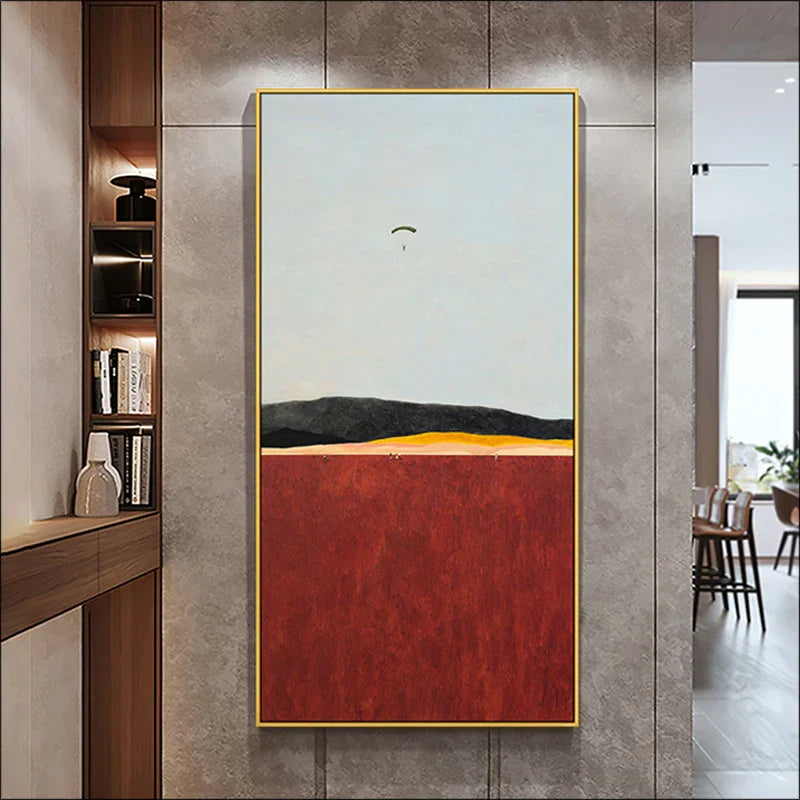 Minimalistisk abstrakt landskaps veggkunst Fine Art lerretsutskrifter Fargede vertikale formater Bilder for stue Foaje Mottaksroms Moderne kunst Dekor | Skanto