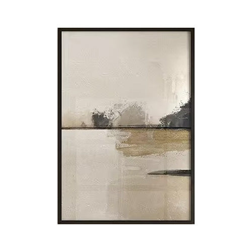 Minimalist Abstrakt Landskap Veggkunst Nøytrale Farger Kunstneriske Lerretsutskrifter Beige/Svart Bilder For Stue, Soverom, Kunst For Contemporary Interiører | Skanto