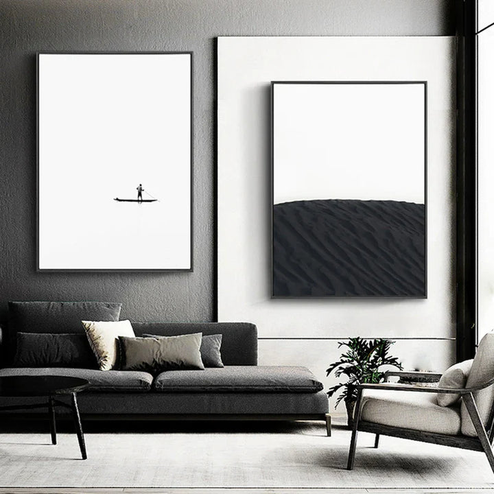 Minimalistisk Svart Hvit Arkitektonisk Abstrakt Veggkunst Fine Art Lerretsutskrifter Bilder For Moderne Leilighet Stuekunst For Moderne Innredning | Skanto