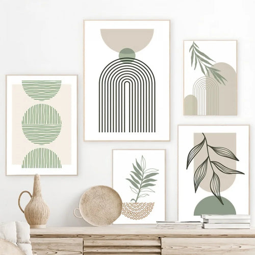 Minimalistisk Bohemsk Botanisk Veggkunst Fint Kunst Lærredstrykk Nøytral Farge Galleri Veggbilder For Stue | Skanto