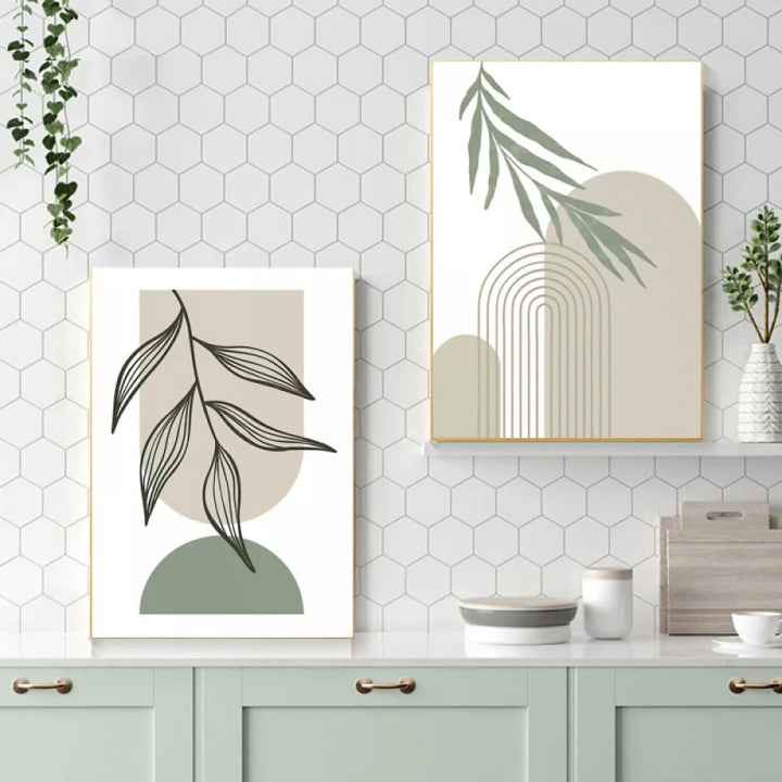 Minimalistisk Bohemsk Botanisk Veggkunst Fint Kunst Lærredstrykk Nøytral Farge Galleri Veggbilder For Stue | Skanto