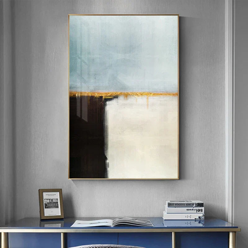 Minimalistisk Grå Blå Fargeblokk Abstrakt Veggkunst Fin Kunst Lerretstrykk Plakater Bilder For Moderne Stue Moderne Hjemdekorasjon | Skanto