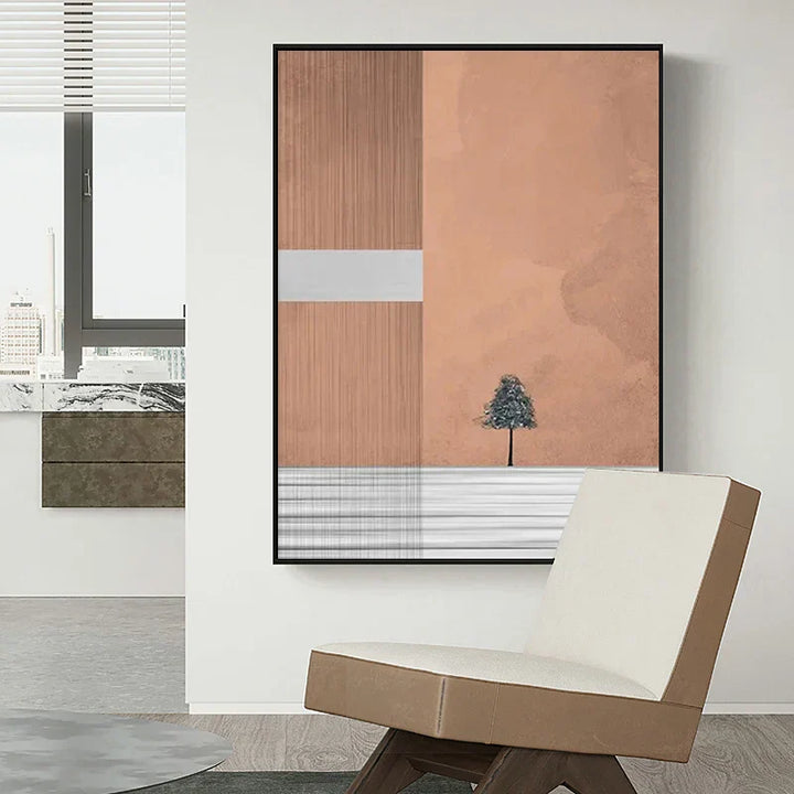 Minimalistisk landskap fargeblokk abstrakt veggkunst kunstnerisk lerretsutskrift moderne bilde for moderne leilighet stue hjemmekontor dekor | Skanto