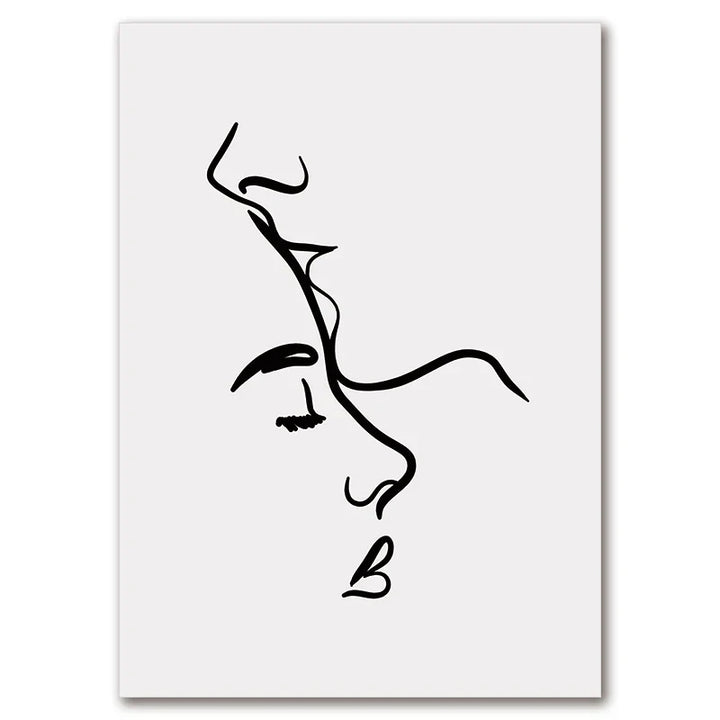 Minimalistiske linjekunst elskere svart hvit veggkunst fine art lerretstrykk plakater bilder for soverom stue romantiske par kunst for moderne interiør | Skanto