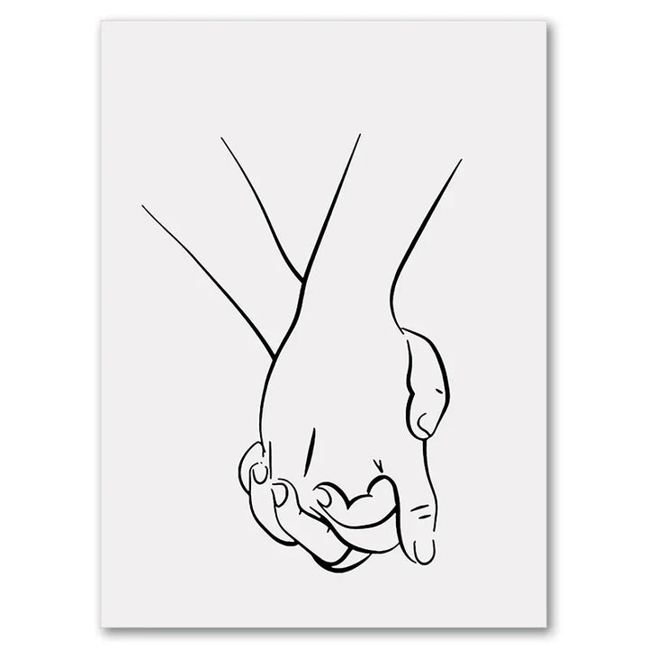Minimalistiske linjekunst elskere svart hvit veggkunst fine art lerretstrykk plakater bilder for soverom stue romantiske par kunst for moderne interiør | Skanto