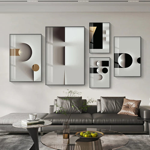 Minimalistisk moderne estetikk abstrakt geometrisk veggkunst Fine Art lerrettrykk bilder for moderne leilighet-stuer hjemmekontor dekor | Skanto