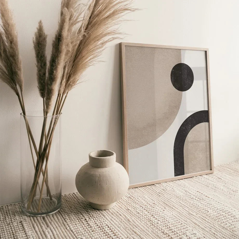 Minimalistisk Nordisk Geometrisk Abstrakt Stilleben Veggkunst Kunsttrykk på lerret Nøytrale fargebilder for Moderne Stue Soverom Kunst Dekor | Skanto