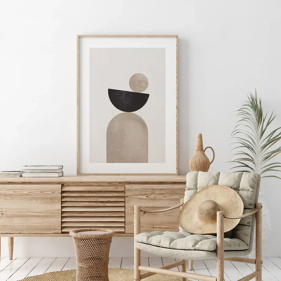 Minimalistisk Nordisk Geometrisk Abstrakt Stilleben Veggkunst Kunsttrykk på lerret Nøytrale fargebilder for Moderne Stue Soverom Kunst Dekor | Skanto