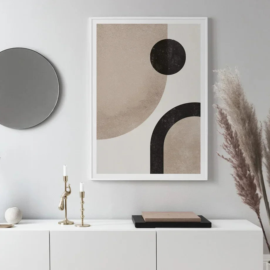 Minimalistisk Nordisk Geometrisk Abstrakt Stilleben Veggkunst Kunsttrykk på lerret Nøytrale fargebilder for Moderne Stue Soverom Kunst Dekor | Skanto
