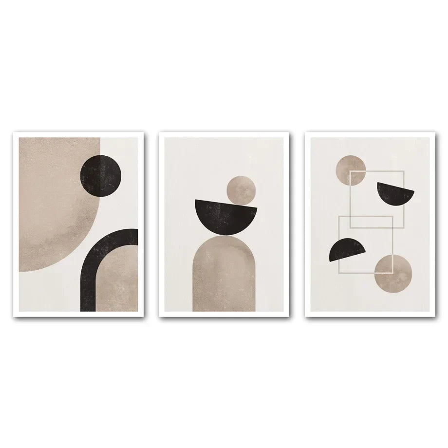 Minimalistisk Nordisk Geometrisk Abstrakt Stilleben Veggkunst Kunsttrykk på lerret Nøytrale fargebilder for Moderne Stue Soverom Kunst Dekor | Skanto