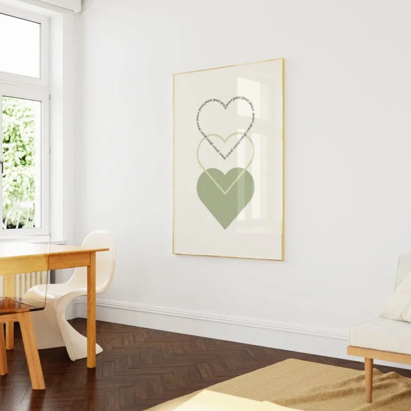 Minimalistisk Fredselskende Hjerter Veggkunst Fine Art Lerret Utskrifter Enkle inspirerende Sitater Plakat Bilde for Stue Soverom Dekor | Skanto