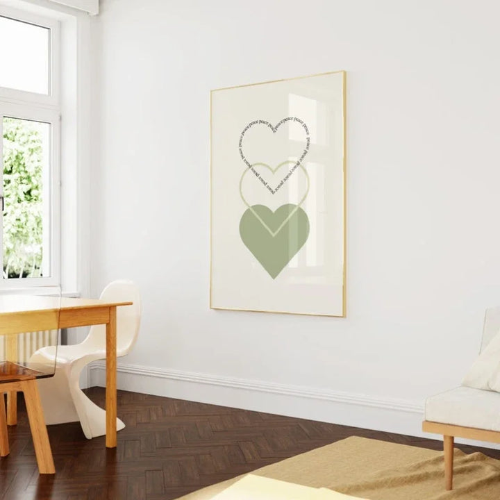 Minimalistisk Fredselskende Hjerter Veggkunst Fine Art Lerret Utskrifter Enkle inspirerende Sitater Plakat Bilde for Stue Soverom Dekor | Skanto