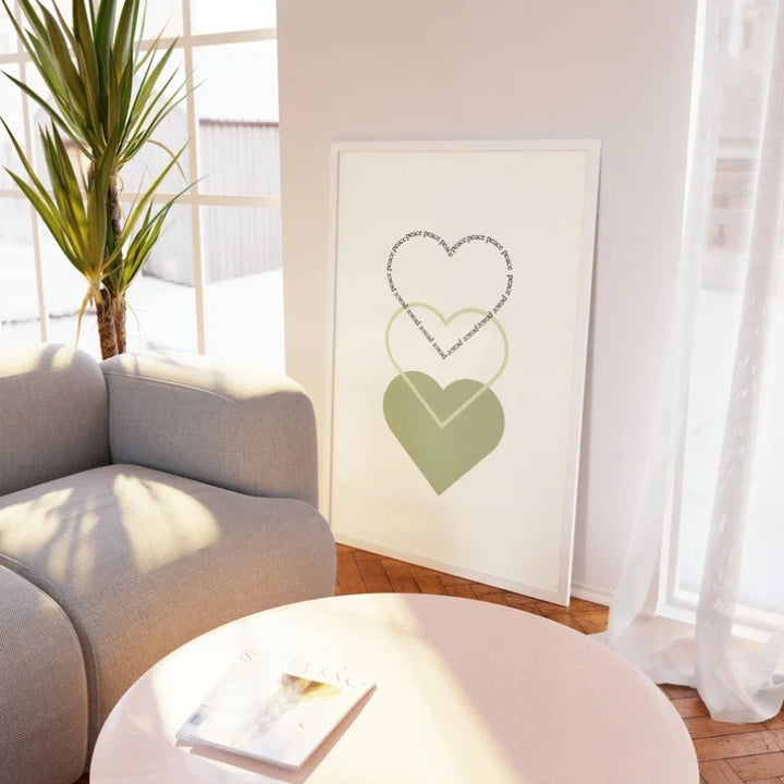 Minimalistisk Fredselskende Hjerter Veggkunst Fine Art Lerret Utskrifter Enkle inspirerende Sitater Plakat Bilde for Stue Soverom Dekor | Skanto
