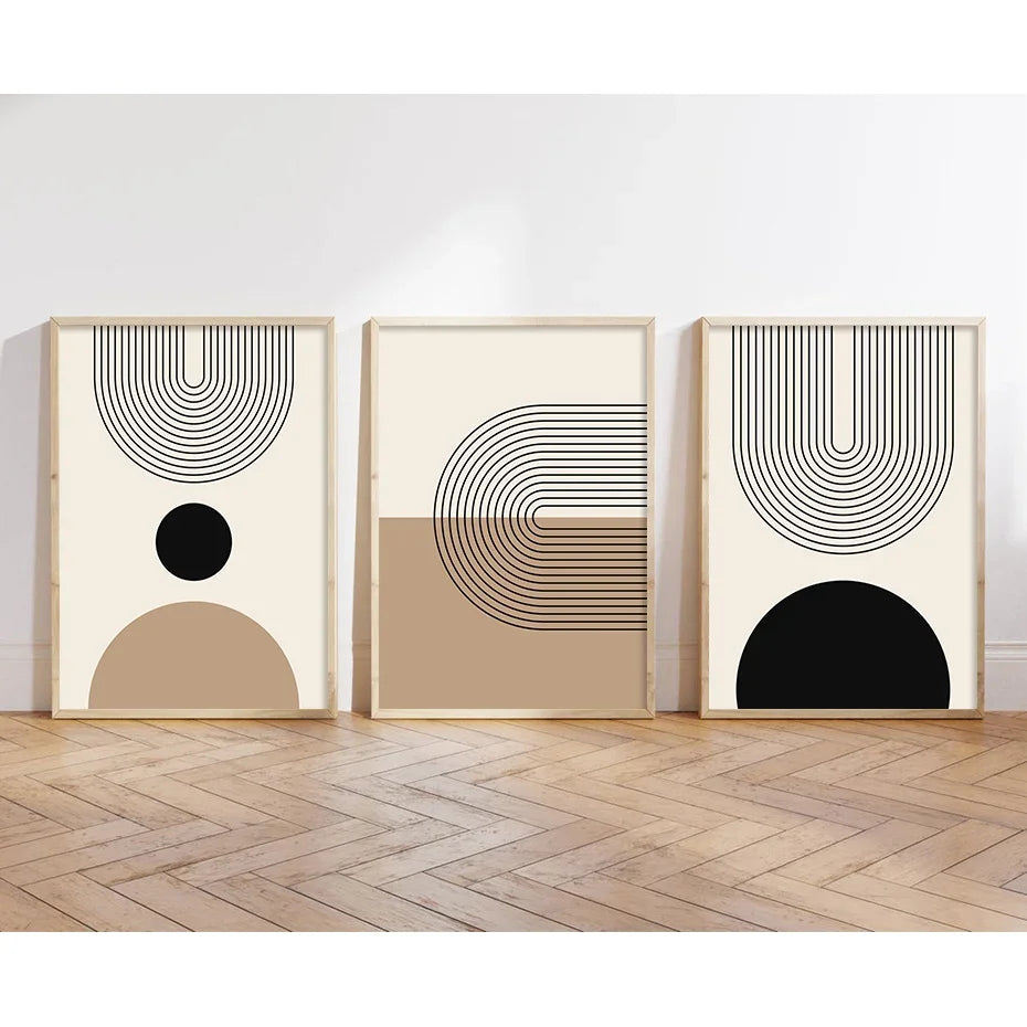 Minimalistisk Sol Måne Linjekunst Veggkunst Fine Art Lerretstrykk Nøytrale Farger Galleri Veggbilder For Moderne Stue Skandinavisk Innredning | Skanto
