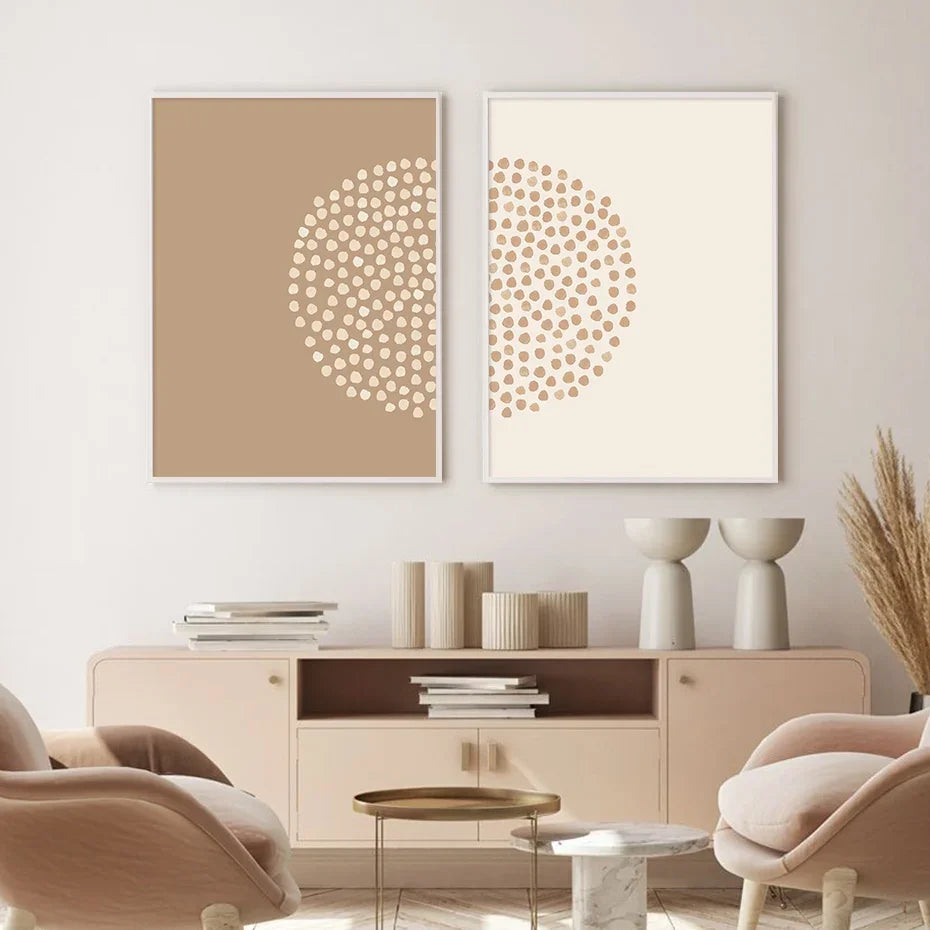 Minimalistisk Sol Måne Linjekunst Veggkunst Fine Art Lerretstrykk Nøytrale Farger Galleri Veggbilder For Moderne Stue Skandinavisk Innredning | Skanto