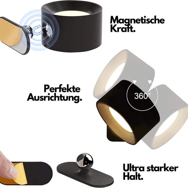 Trådløs Vegglampe – 360° Justerbar og Oppladbar LED-belysning (USB)