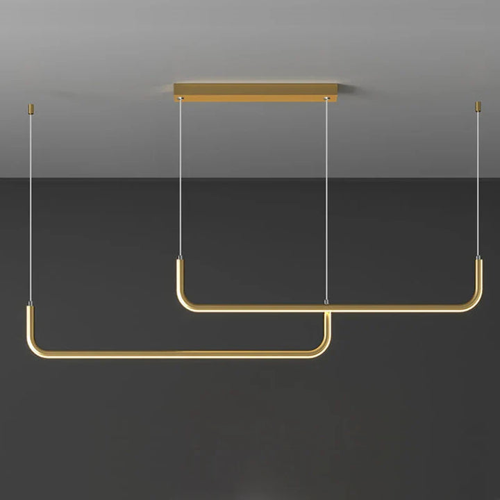 Moderne gullkrone for spisestue og stue – minimalistisk design med justerbare LED-pendler | Skanto