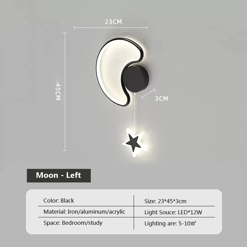 LumiDroom - Magisk Vegglampe med Stjerner og Måne Skanto