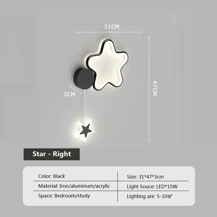 LumiDroom - Magisk Vegglampe med Stjerner og Måne Skanto