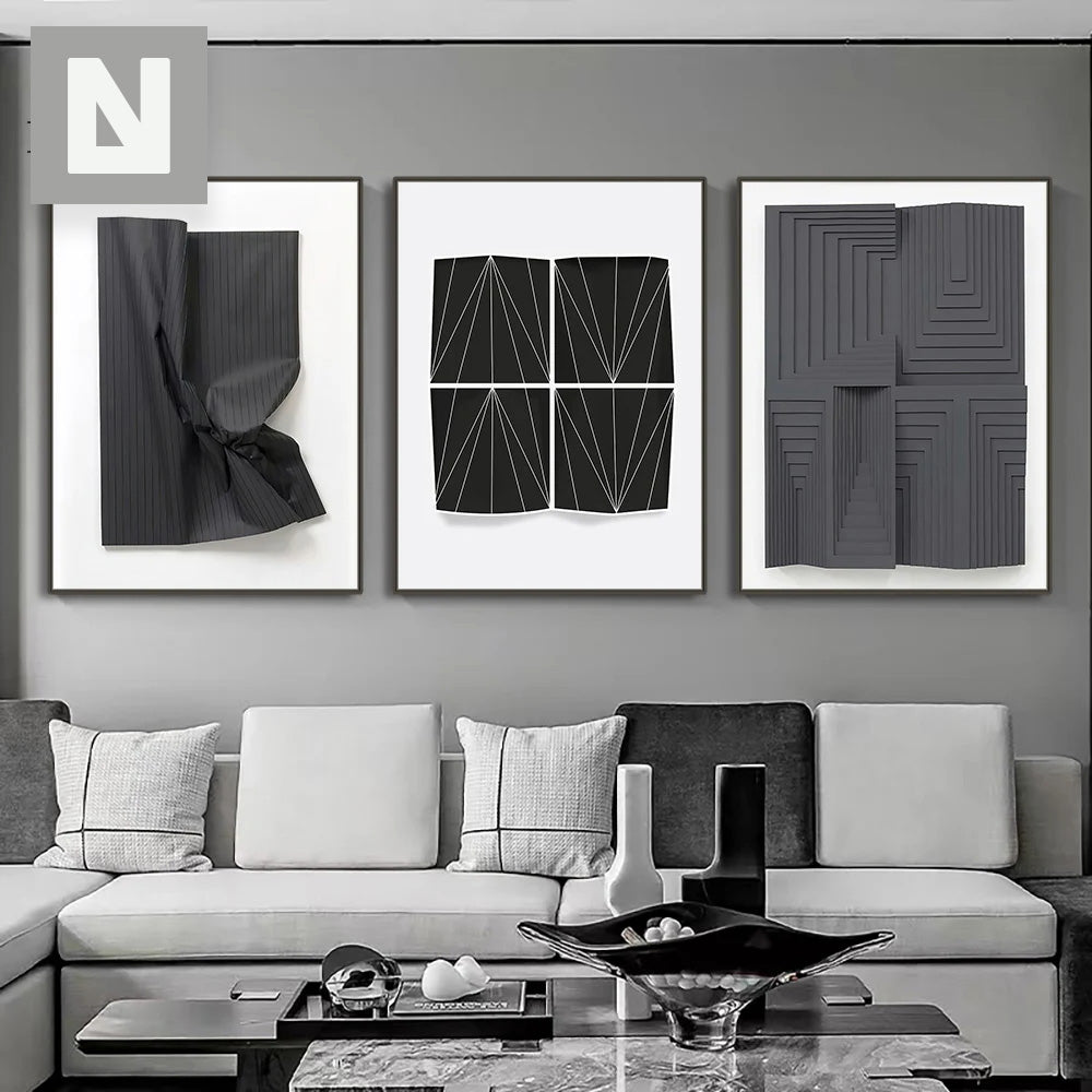 Moderne estetikk abstrakt 3D-effekt veggkunst fine kunst lerret utskrifter bilder for stue soverom moderne interiørdekor | Skanto
