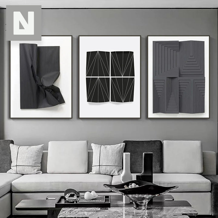 Moderne estetikk abstrakt 3D-effekt veggkunst fine kunst lerret utskrifter bilder for stue soverom moderne interiørdekor | Skanto