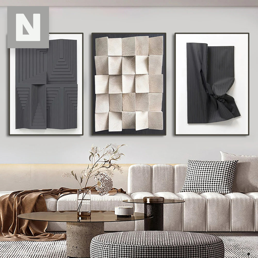 Moderne estetikk abstrakt 3D-effekt veggkunst fine kunst lerret utskrifter bilder for stue soverom moderne interiørdekor | Skanto