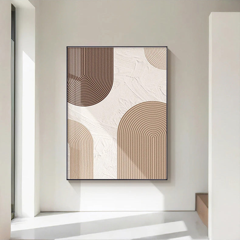 Moderne Abstrakt Beige Geometriske Linjer Veggkunst Fine Art Lerretsutskrifter Bilder For Stue Spisestue Hjemmekontor Dekor | Skanto