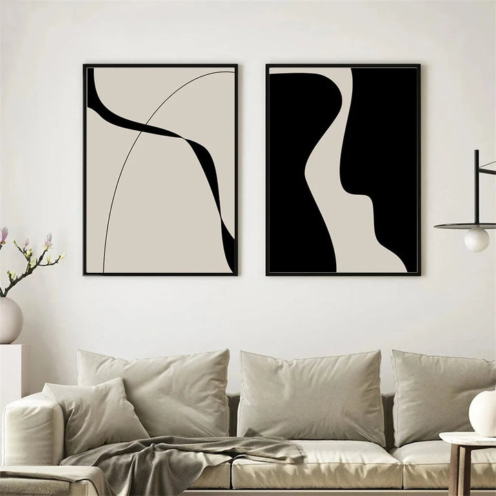 Moderne Abstrakt Svart Form & Linje Minimalistisk Veggkunst Fine Art Lerretutskrifter Bilder For Moderne Leilighet Stue Soverom Kunst Dekor | Skanto