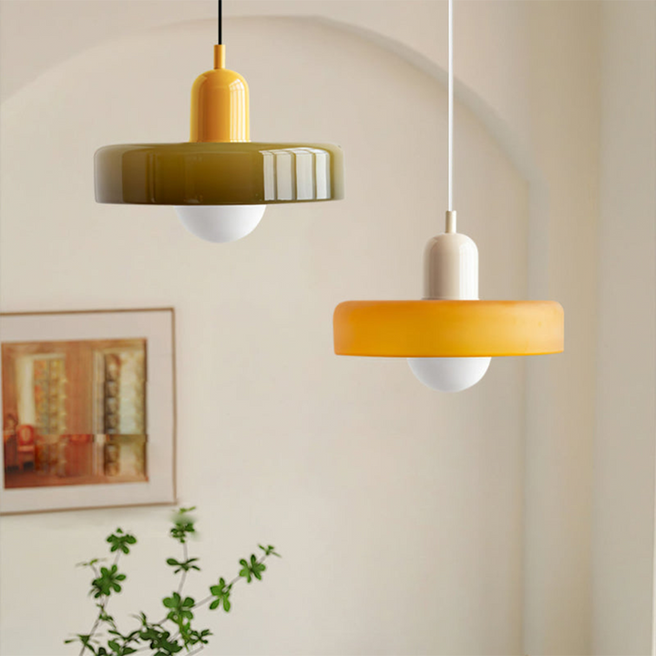 Fargerik Bauhaus-glass pendellampe – Moderne designlampe for stue og spisestue