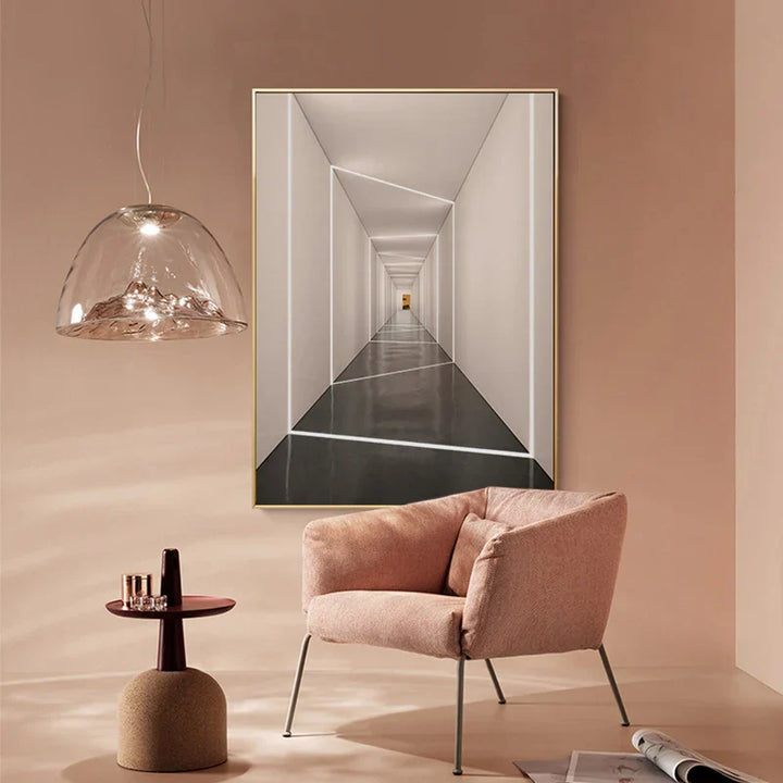Moderne abstrakte arkitektonisk veggkunst Fine Art lerrettrykk visuell romutvidelse bilder for stue resepsjonsområde studio foyer kunst dekor | Skanto