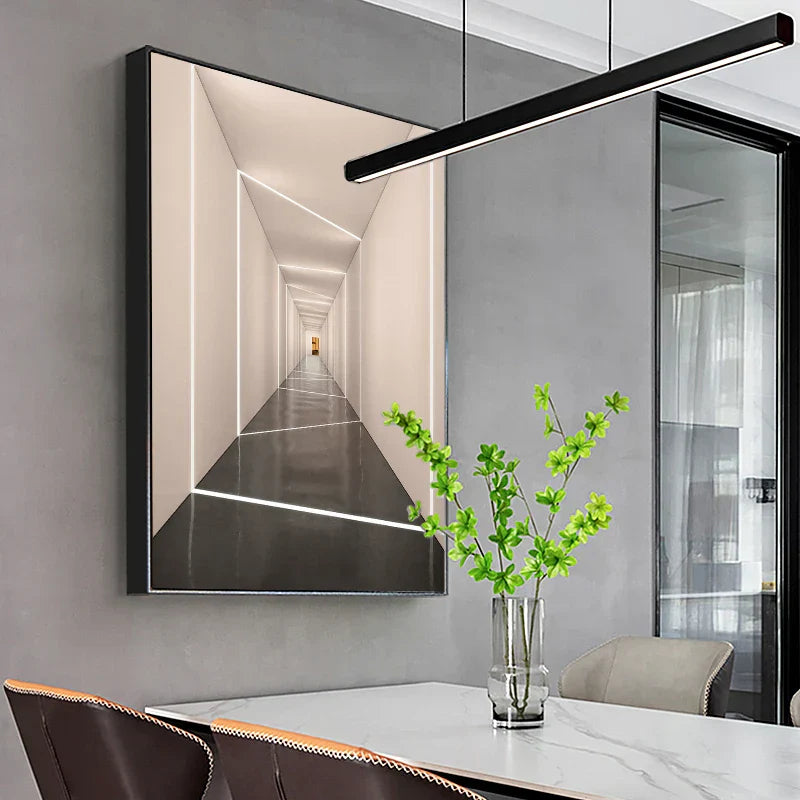 Moderne abstrakte arkitektonisk veggkunst Fine Art lerrettrykk visuell romutvidelse bilder for stue resepsjonsområde studio foyer kunst dekor | Skanto