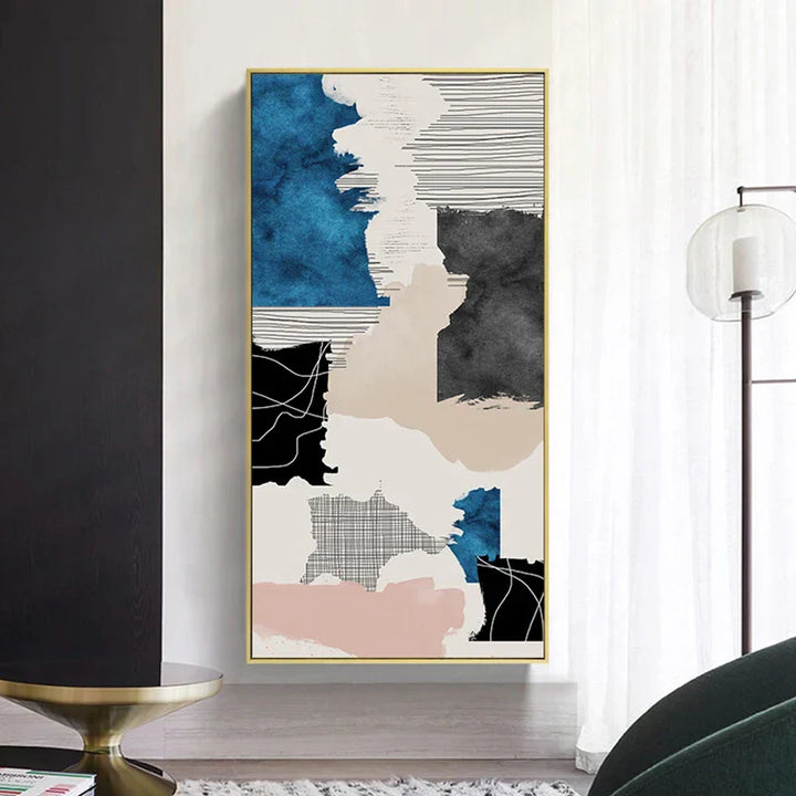 Moderne Abstrakt Blå Grå Rosa Lerretprint Kunstverk Plakat Bilde For Moderne Leilighet Stue Soverom Gang Kunst For Samtidige Interiører | Skanto