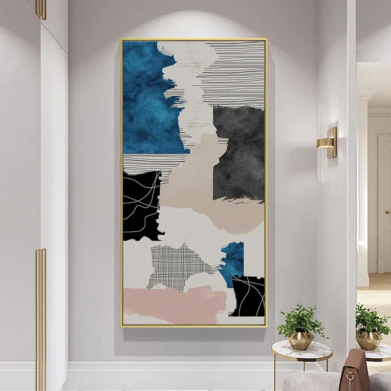 Moderne Abstrakt Blå Grå Rosa Lerretprint Kunstverk Plakat Bilde For Moderne Leilighet Stue Soverom Gang Kunst For Samtidige Interiører | Skanto